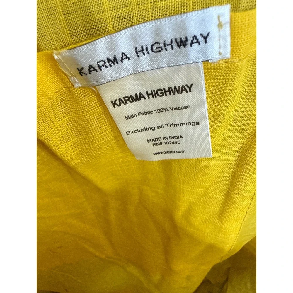 Karma Highway Yellow Paisley Quilted Viscose Drawstring Tote Bag Bohemian